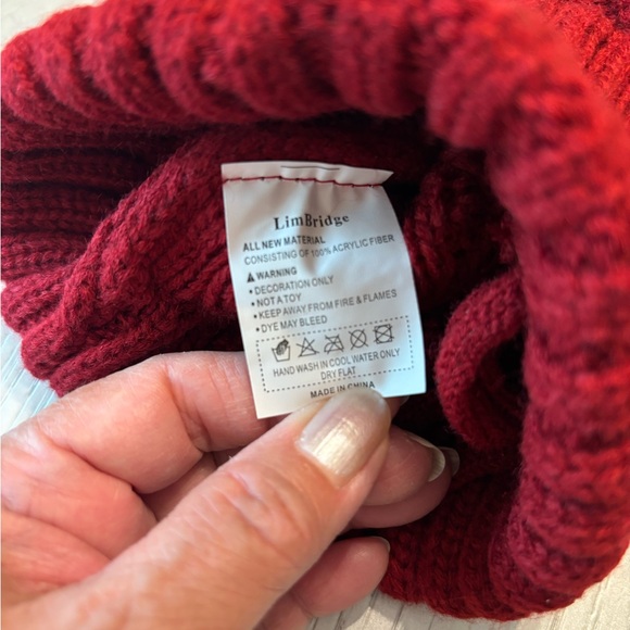 Lim Bridge Christmas Stockings Knit Set of 2 Burgundy & Ivory - Picture 3 of 7